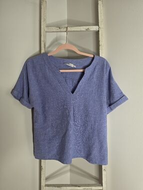 Vineyard Vines Women's 10 Dolman Linen Blend Vneck Short Sleeve Top